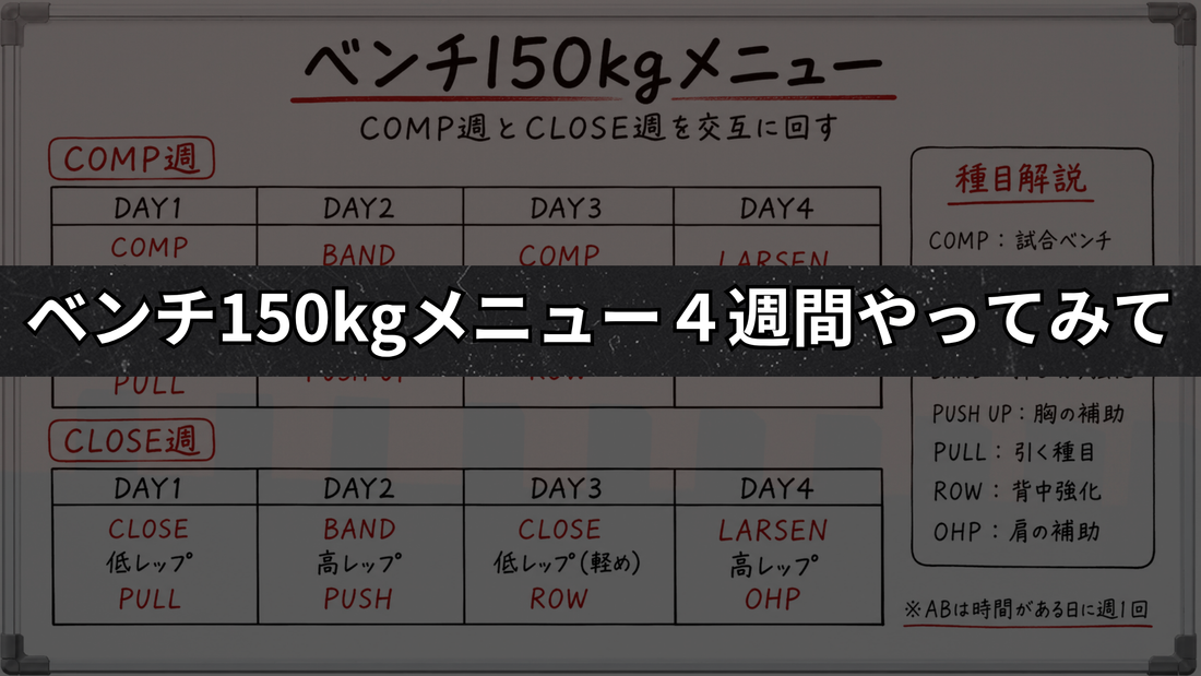 【NAOTOベンチ150kgへのメニュー４週やってみて】